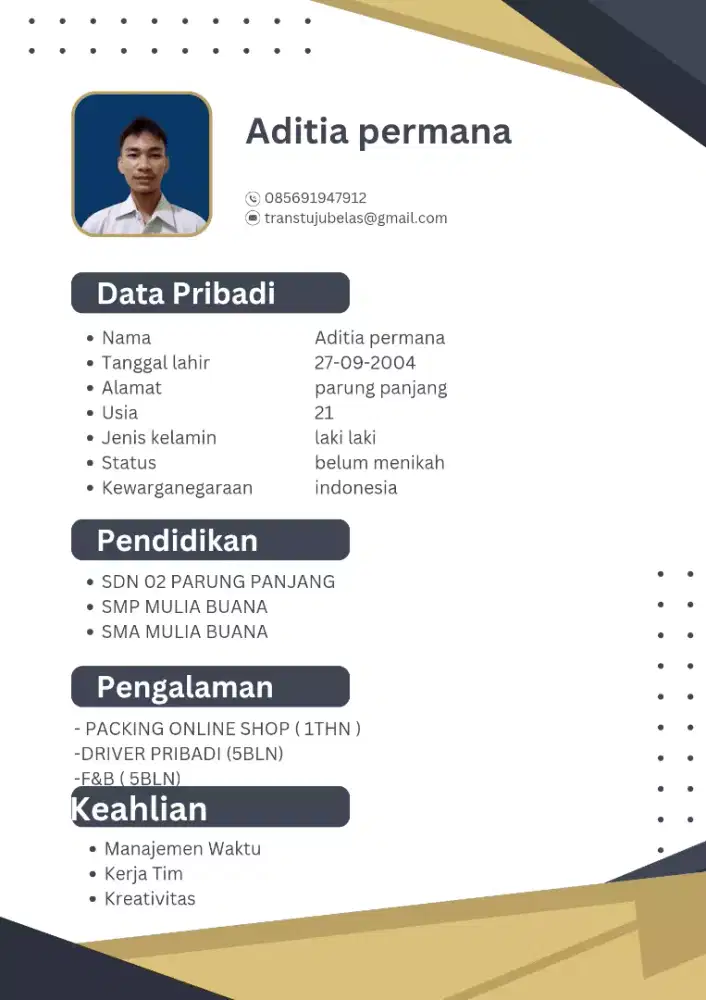 Info loker driver atau sejenis nya sim A aktif