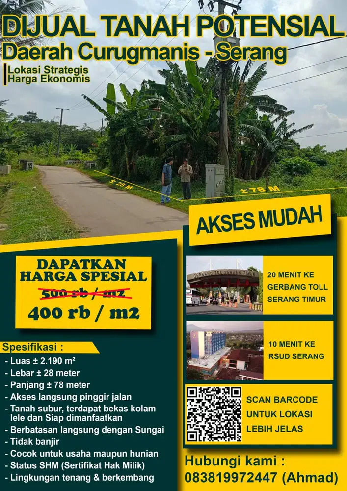 Tanah Murah Serang – Harga Mulai 100rb/m² | SHM & AJB | Akses Mudah