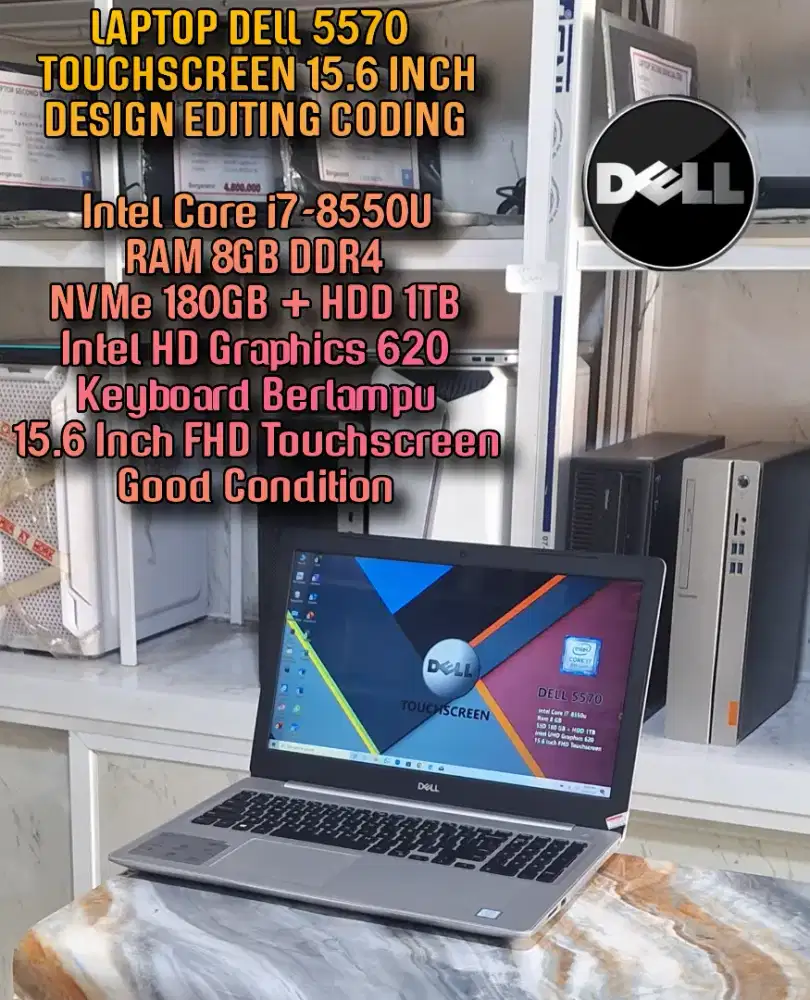 LAPTOP DELL TOUCHSCREEN 15.6 INCH INTEL CORE i7 8TH LAPTOP DESIGN