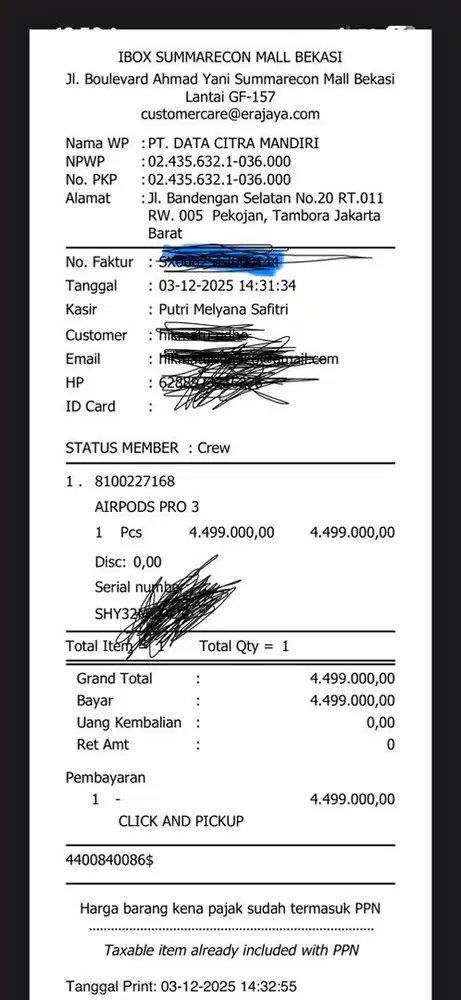 Airpods pro 3 baru beli tanggal 3 desember