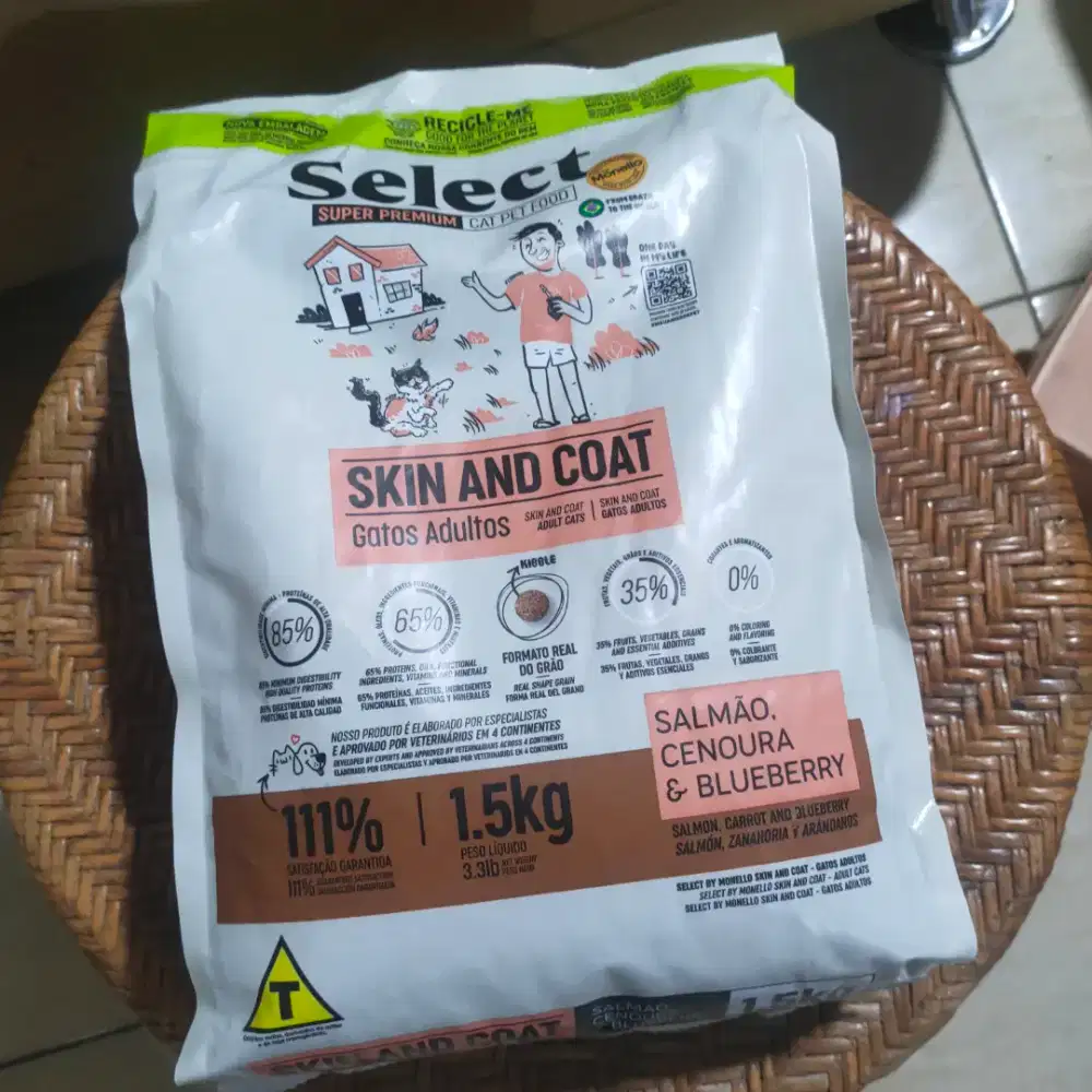 Makanan Kucing Select by Monello Skin & Coat Adult 1.5kg Freshpack
