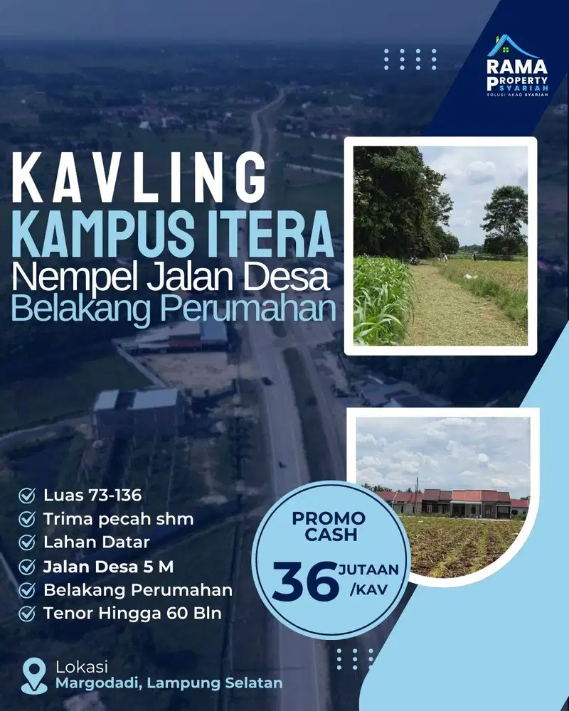 TANAH KAVLING ITERA HANYA 36 JUTA PER KAVLING