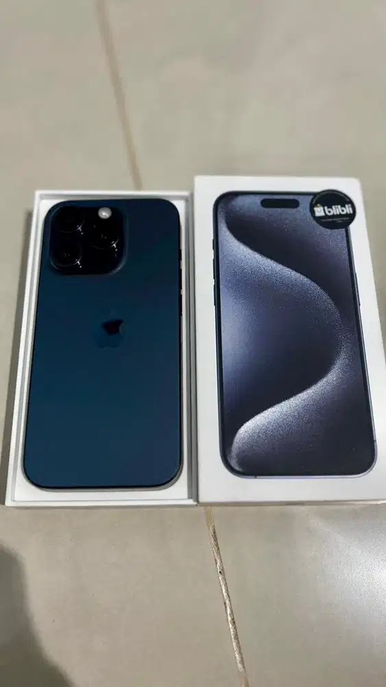 iphone 15 pro 128gb blue bh 90% ex garansi resmi indo mulus fullset