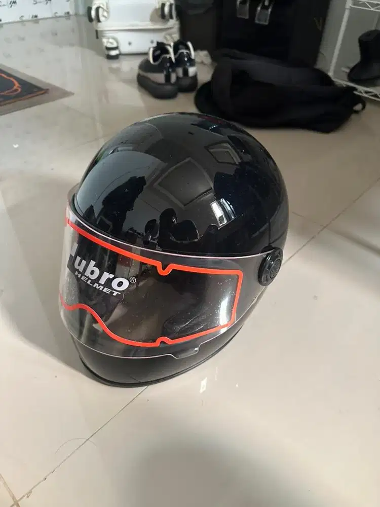 HELM NEW BELOM DIPAKE HELM CUSTOM GRINGGO BLACK WITH VISOR (MR HELM)