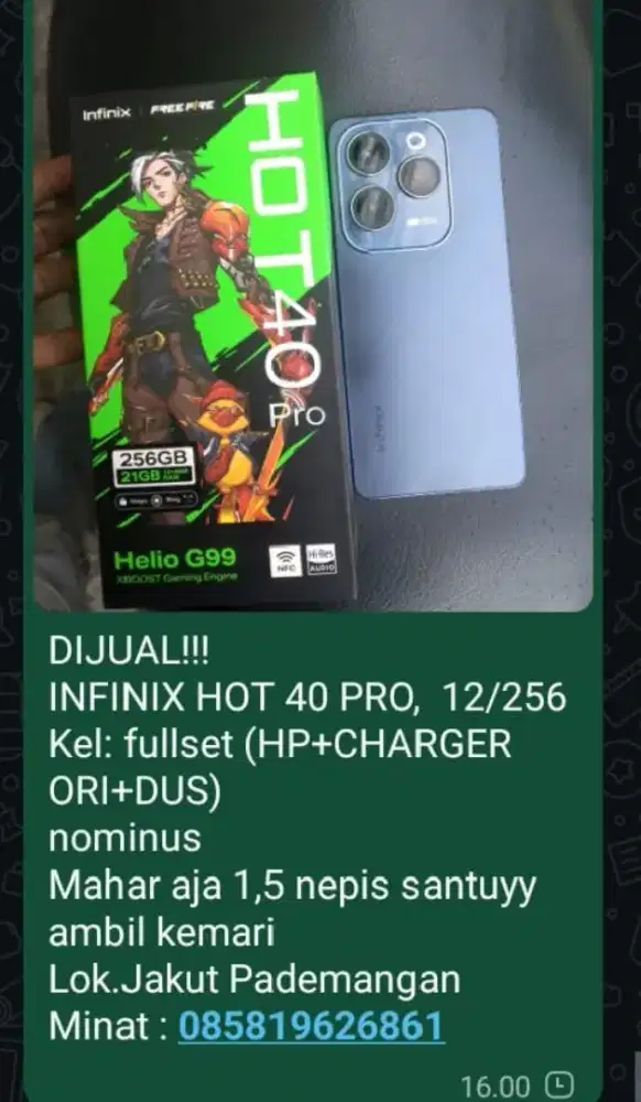 Di jual Infinix hot 40 pro