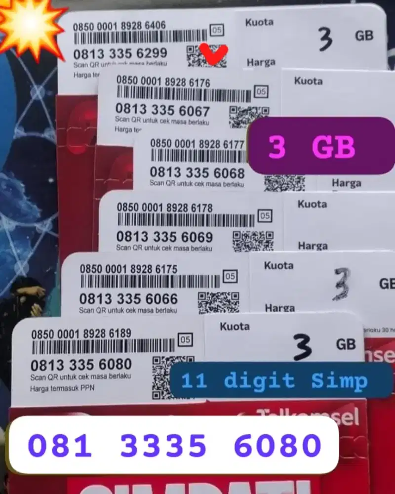 NOMOR CANTIK SIMPATI 11 DIGIT ISI GB NASIONAL
