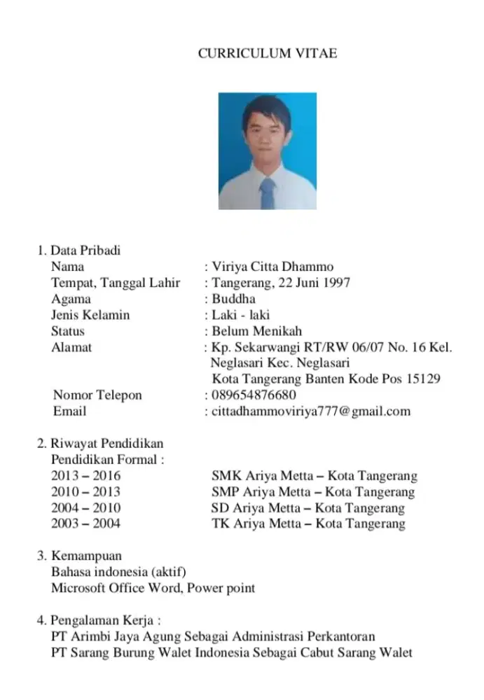 Saya serius butuh pekerjaan