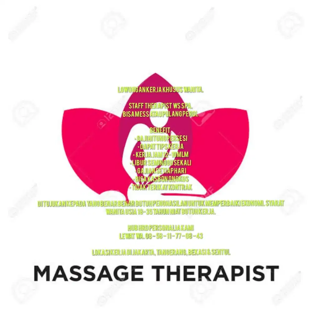 Di butuhkan Tambahan Therapist WANITA