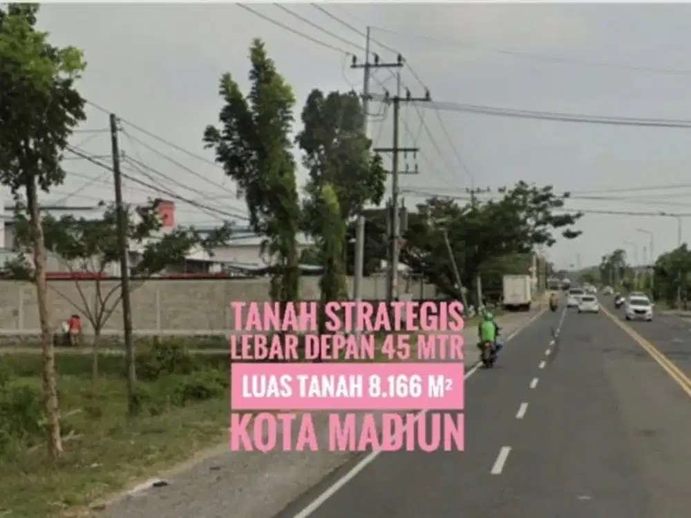 (W) Tanah Berkelas LD 45 mtr, depan Gerbang TOL MADIUN