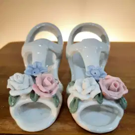 Sendal Sepatu Bunga Mini Pajangan Antik Keramik Dekorasi Rumah Ruang