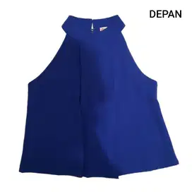 [PRELOVED/THRIFT] baju atasan halter neck wanita murah biru navy