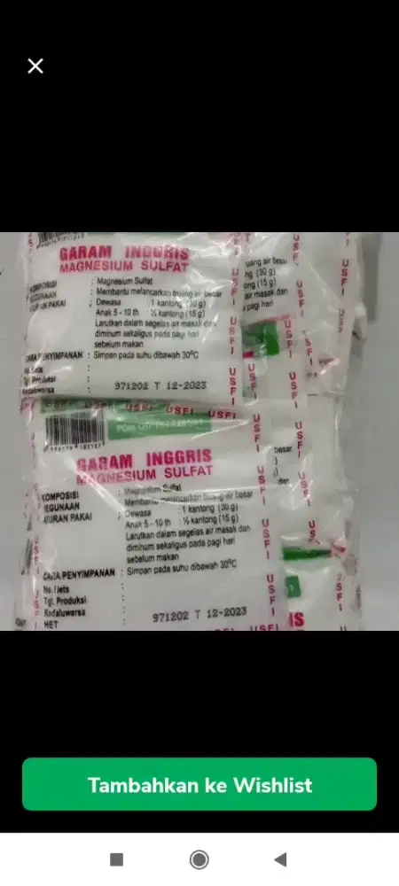 Garam Inggris magnesium sulfat MgSO4 30 gram 30 g cap gajah bermanfaat