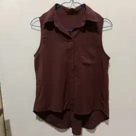Brown Top / Kemeja Tanpa Lengan / Atasan Sleeveless Blouse Tanpa Lenga