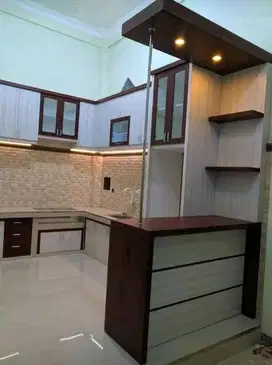 meja rak dapur kitchen set lemari baju bawah tangga partisi backdroop