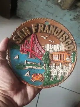 Antik vintage piring souvenir jadul lawas kota san fransisco USA mulus