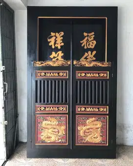 Dijual 1 set Pintu Chinese Kayu Jati Tua