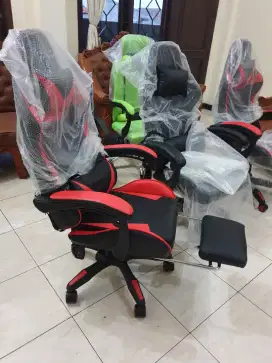 Kursi gaming merah murah dengan footrest
