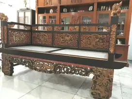BANGKU JATI TUA ANTIK terawat sekali, Dudukan marmer,Koleksi Pribadi.