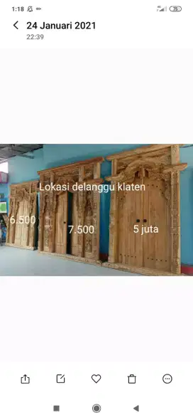 Pintu kusen gebyok kayu jati