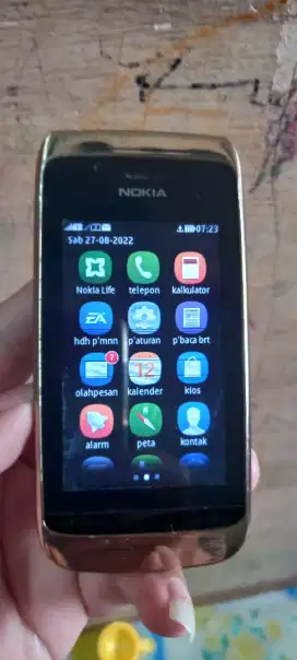 Hp Nokia Asha 308 Gold full layar sentuh touchreen unik