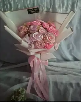 Buket satin mix baby breath