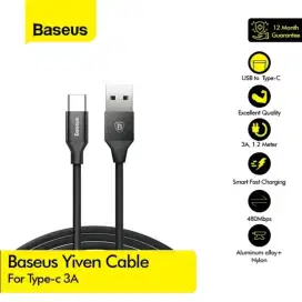 Kabel Data Charger Baseus Yiven Cable for Type-C 3A 1,2 m CATYW Hitam