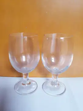 Sepasang Gelas Kristal Kuno Vintage Gelas Wine Kaki Besar Polos Kekar