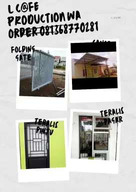 Pagar rumah, teralis jendela, teralis pintu, tenda/canopy rak stock