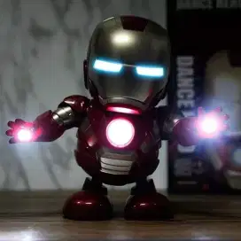 Mainan robot dance super hero music dan LED Ironman iron man