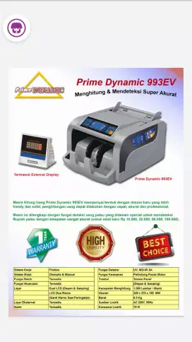 Mesin Hitung Uang Prime Dynamic 995EV