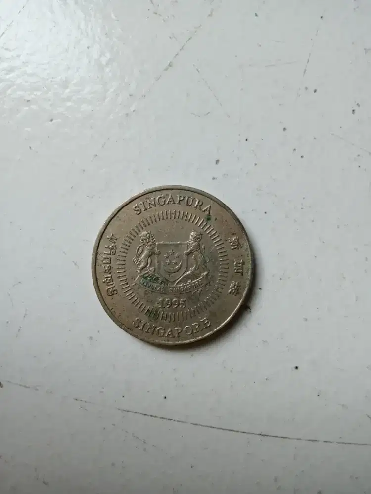 Uang Koin Kuno Singapura 50 cents tahun 1995