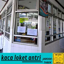 kaca loket pembatas sekat kaca aluminium kaca loket antrian terbaru