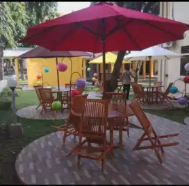 Meja cafe jati,meja payung taman,meja makan outdoor