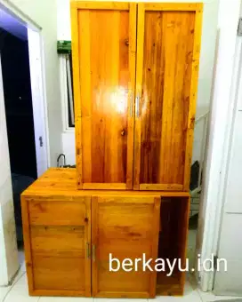 Lemari minimalis bahan kayu, 4 pintu/lemari dapur/lemari serbaguna