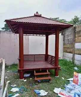 Jual saung atau gazebo kayu asli