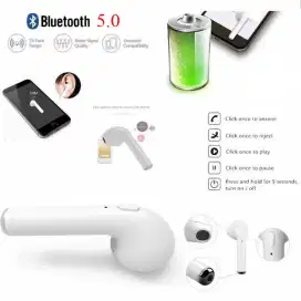 HEADSET HANDSFREE EARPHONE BLUETOOTH WIRELESS  I7 SINGLE + KABEL+PACK