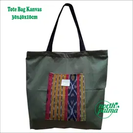 Tas Tote Bag Goodie Bag Kain Drill Kombinasi untuk Souvenir Seminar