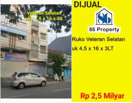 Dijual ruko 3 lantai veteran selatan hadap timur dekat landak