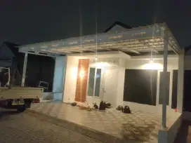Pemasangan kanopi rumah rangka baja ringan atap alderon Single layer