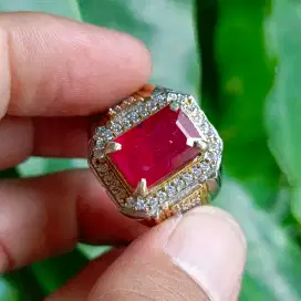 Cincin Batu Permata Natural RUBY Red Pigeon Blood + Memo (6,49ct)