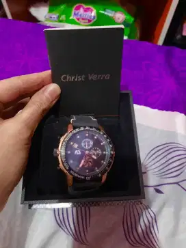 Jam tangan pria chris verra original no kw, tali kulit asli ya