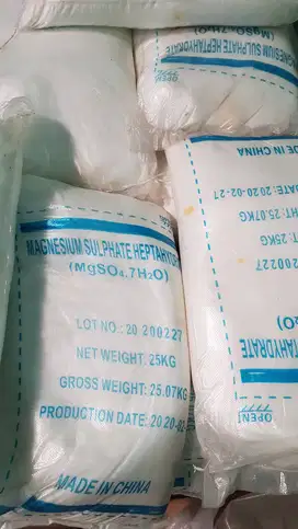 Jual bahan kimia magnesium sulfate ex-China zak 25 kg