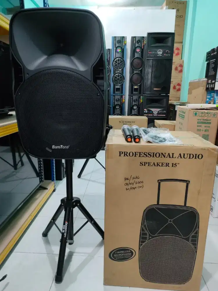 Speaker Karaoke Portabel Bareton 15 inci 15AL