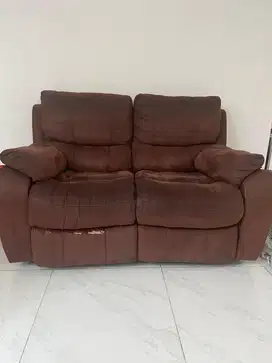 Sofa Cheers Recliner Fabric - 2 Seater Warna Coklat