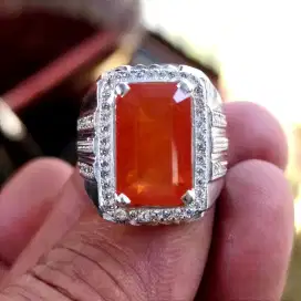 Orange Sapphire Ring perak handmade