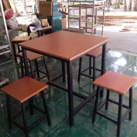 Meja cafe 1 set meja warkop kaki besi murah kuat SBY