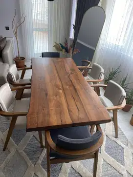 Meja makan kayu jati asli perhutani ukuran 200x70x75x3cm