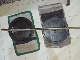 Barbell bancpress panjang beban 40kg stick 100cm/rubber dumbell p120cm