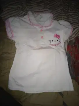 Baju hello kitty white pink