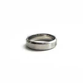 Cincin Titanium Pria Wanita Silver Polos Anti Karat - Matte / Size 17